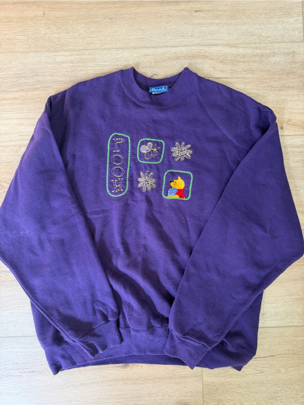 Vintage Pooh Purple Sweatshirt Embroidered Disney Winnie